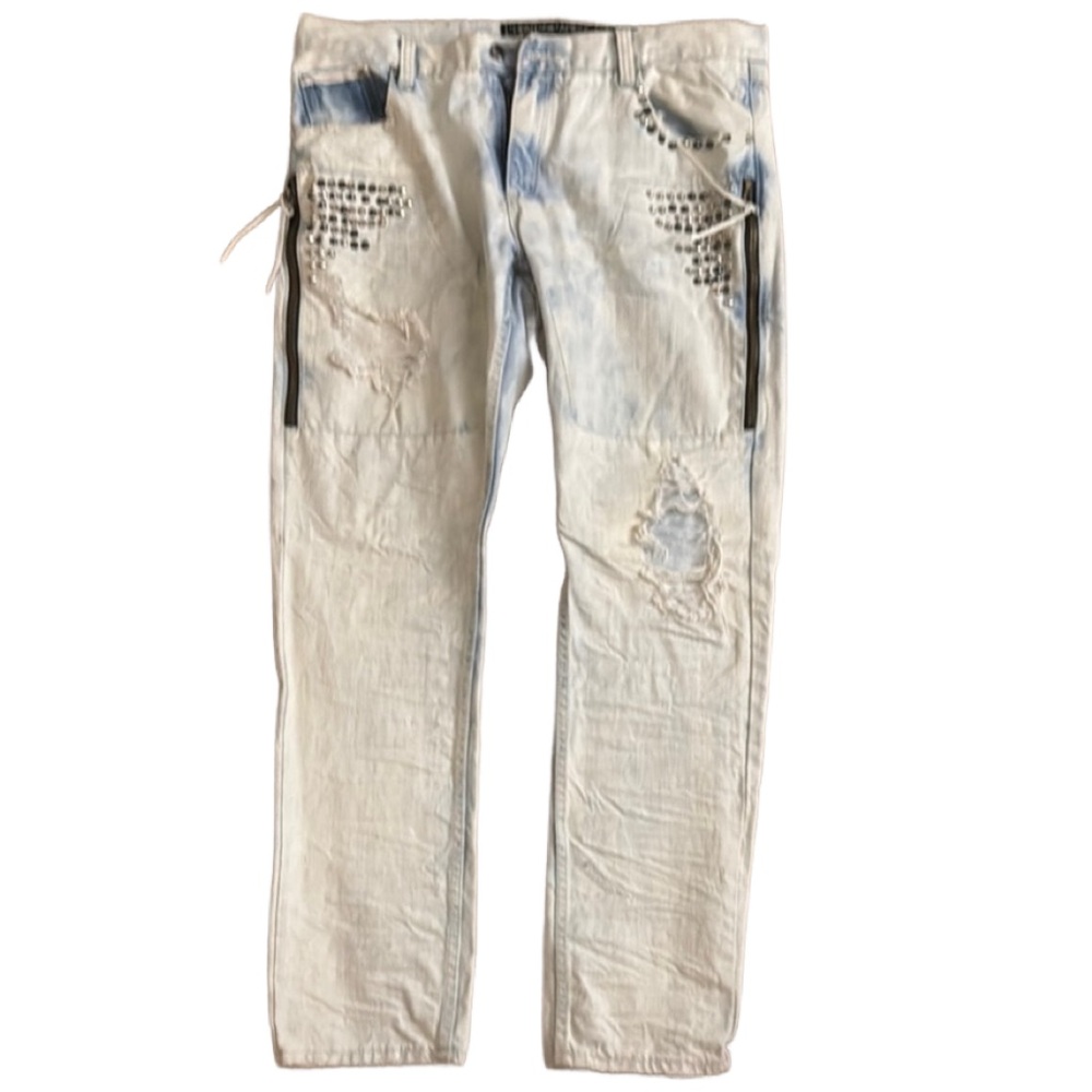 Stylish Distressed Jeans with Studded Details